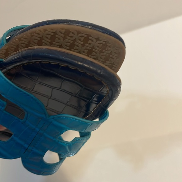 Sam Edelman EUC! BAY SLIDE SANDAL. Crocodile embossed slide in blue. - Picture 11 of 14